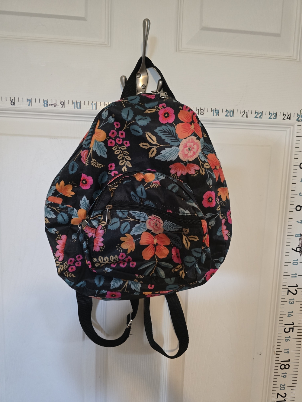 Floral Black Mini Backpack - Compact Women's Bag